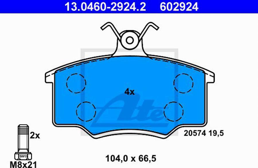 ATE 602924 - Kit de plaquettes de frein, frein à disque cwaw.fr