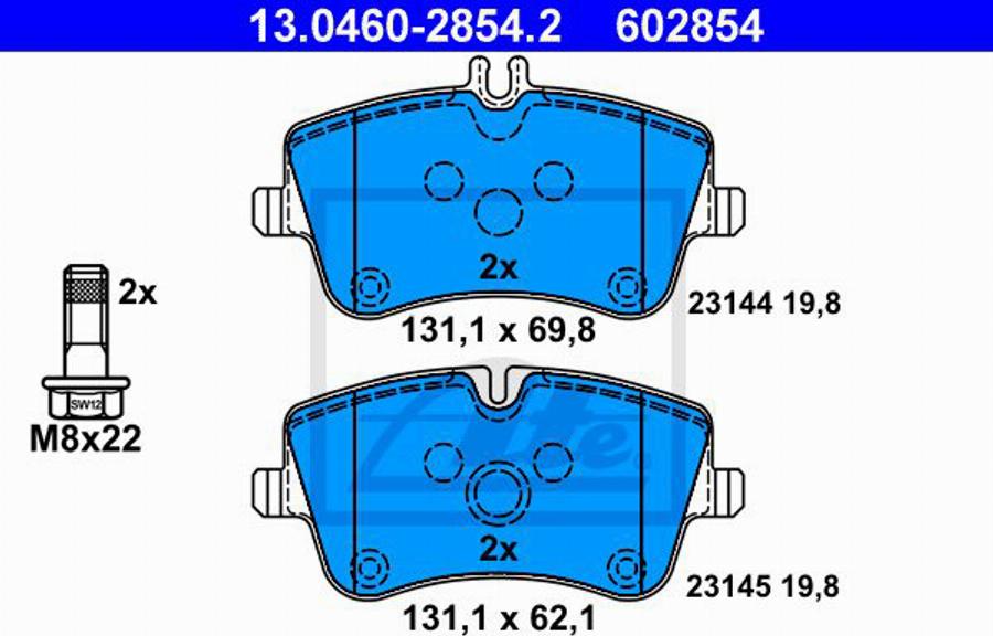 ATE 602854 - Kit de plaquettes de frein, frein à disque cwaw.fr