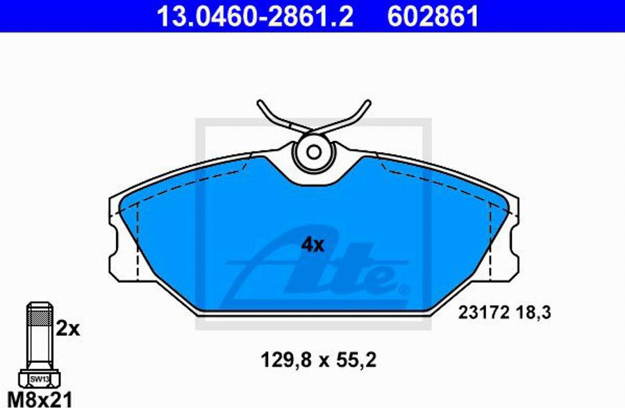 ATE 602861 - Kit de plaquettes de frein, frein à disque cwaw.fr