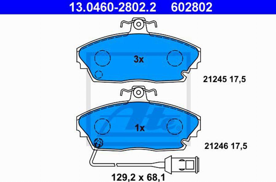 ATE 602802 - Kit de plaquettes de frein, frein à disque cwaw.fr