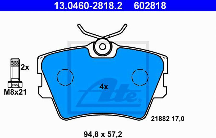 ATE 602818 - Kit de plaquettes de frein, frein à disque cwaw.fr