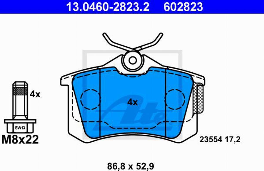 ATE 602823 - Kit de plaquettes de frein, frein à disque cwaw.fr