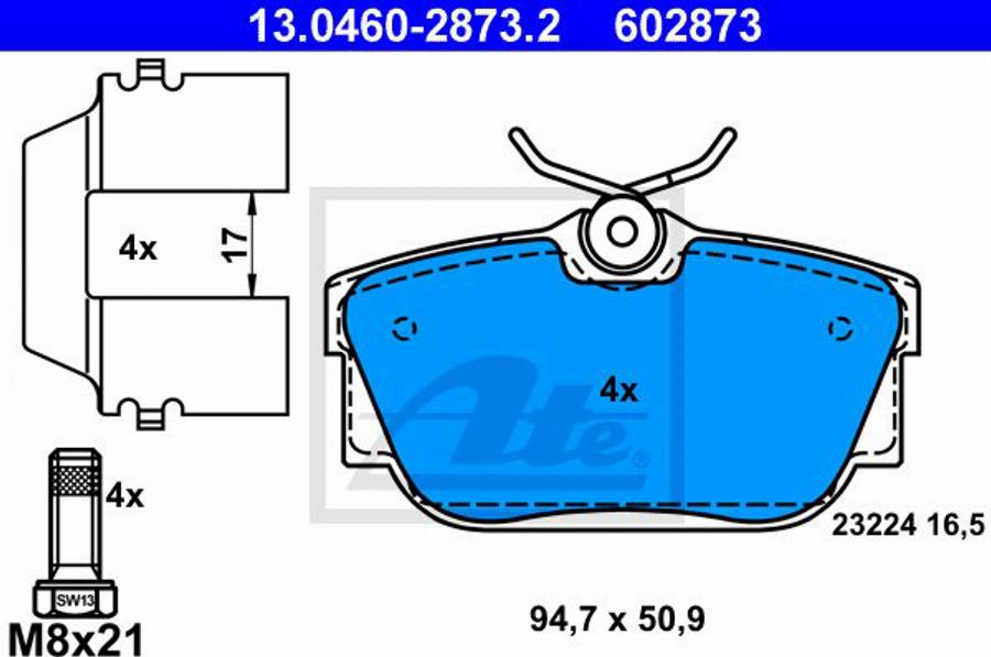 ATE 602873 - Kit de plaquettes de frein, frein à disque cwaw.fr