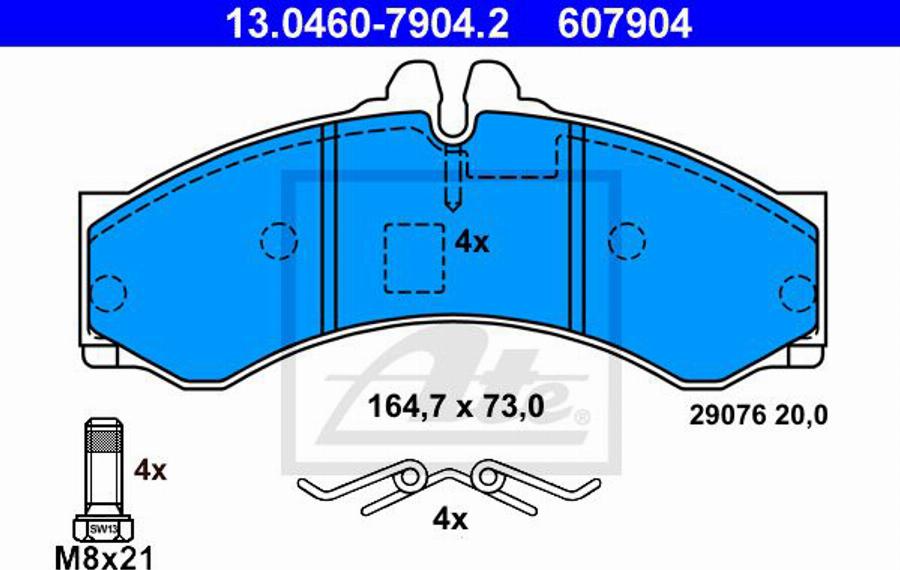 ATE 607904 - Kit de plaquettes de frein, frein à disque cwaw.fr