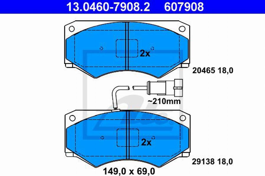 ATE 607908 - Kit de plaquettes de frein, frein à disque cwaw.fr