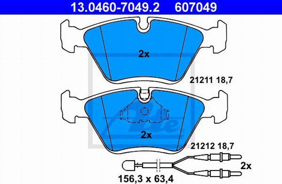 ATE 607049 - Kit de plaquettes de frein, frein à disque cwaw.fr