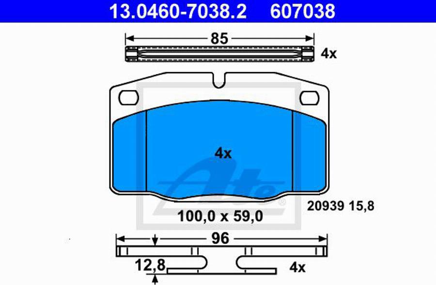 ATE 607038 - Kit de plaquettes de frein, frein à disque cwaw.fr