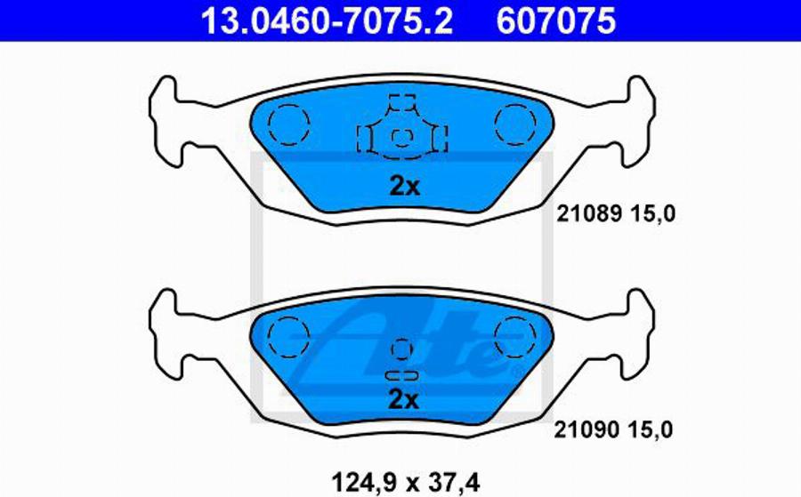 ATE 607075 - Kit de plaquettes de frein, frein à disque cwaw.fr