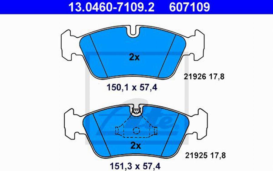 ATE 607109 - Kit de plaquettes de frein, frein à disque cwaw.fr