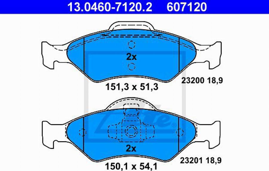 ATE 607120 - Kit de plaquettes de frein, frein à disque cwaw.fr