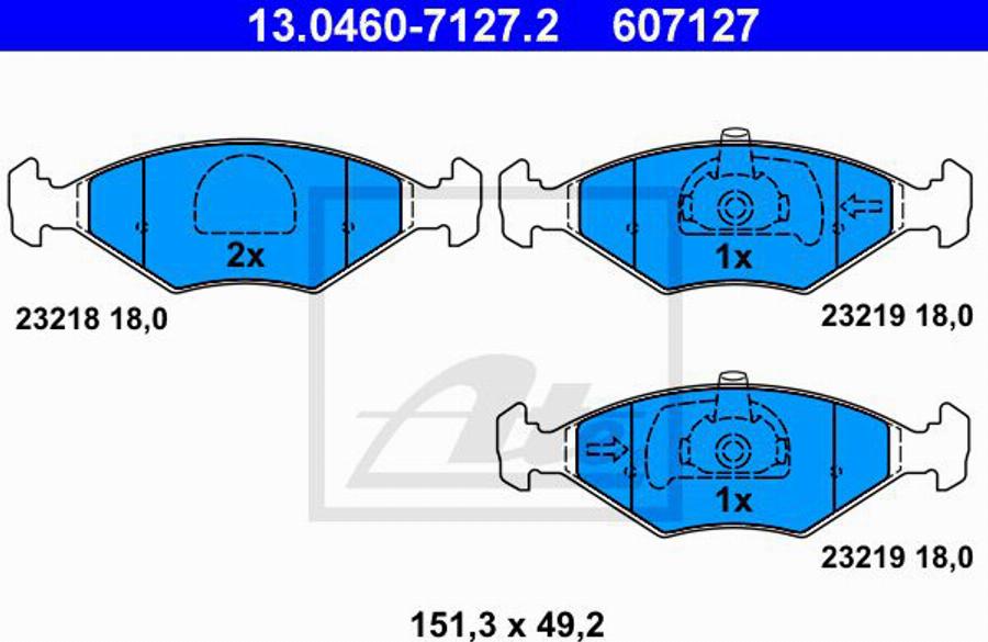 ATE 607127 - Kit de plaquettes de frein, frein à disque cwaw.fr