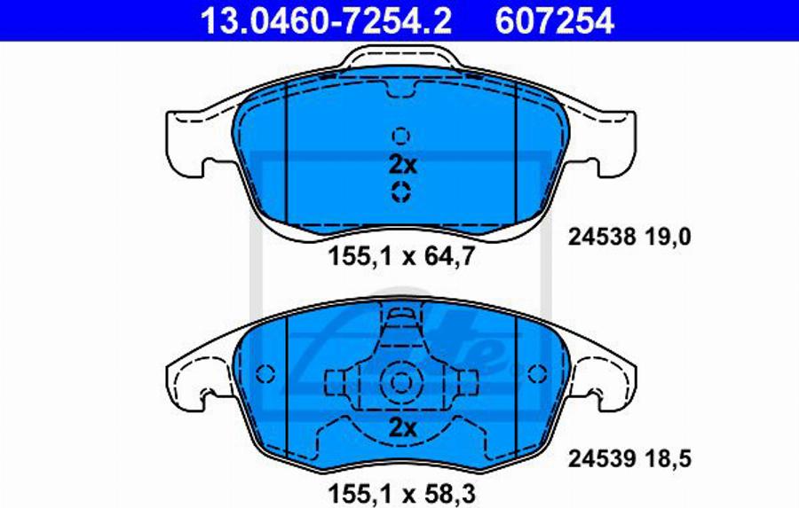 ATE 607254 - Kit de plaquettes de frein, frein à disque cwaw.fr