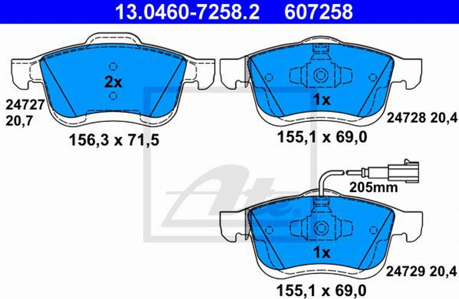 ATE 607258 - Kit de plaquettes de frein, frein à disque cwaw.fr