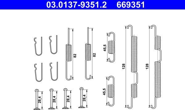 ATE 03.0137-9351.2 - Kit d'accessoires, mâchoire de frein cwaw.fr