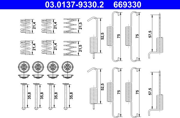 ATE 03.0137-9330.2 - Kit d'accessoires, mâchoires de frein de stationnement cwaw.fr