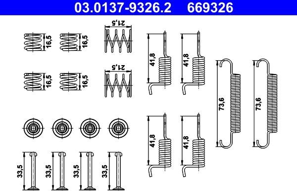 ATE 03.0137-9326.2 - Kit d'accessoires, mâchoires de frein de stationnement cwaw.fr