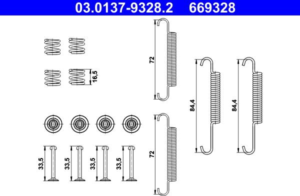 ATE 03.0137-9328.2 - Kit d'accessoires, mâchoires de frein de stationnement cwaw.fr