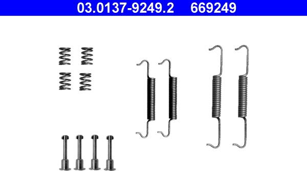 ATE 03.0137-9249.2 - Kit d'accessoires, mâchoires de frein de stationnement cwaw.fr