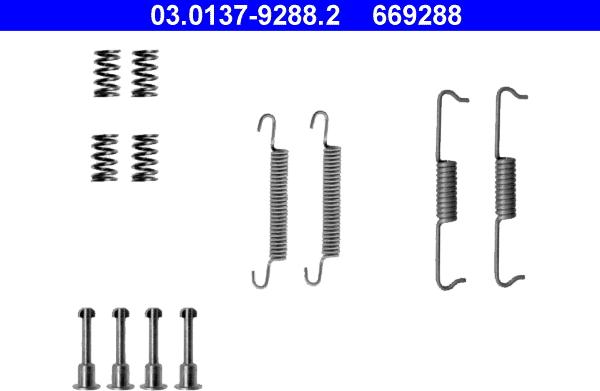 ATE 03.0137-9288.2 - Kit d'accessoires, mâchoires de frein de stationnement cwaw.fr