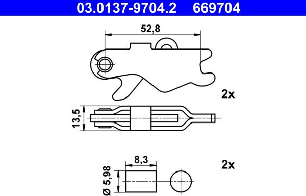 ATE 03.0137-9704.2 - Kit d'accessoires, mâchoires de frein de stationnement cwaw.fr