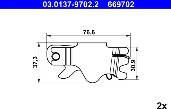 ATE 03.0137-9702.2 - Kit d'accessoires, mâchoires de frein de stationnement cwaw.fr