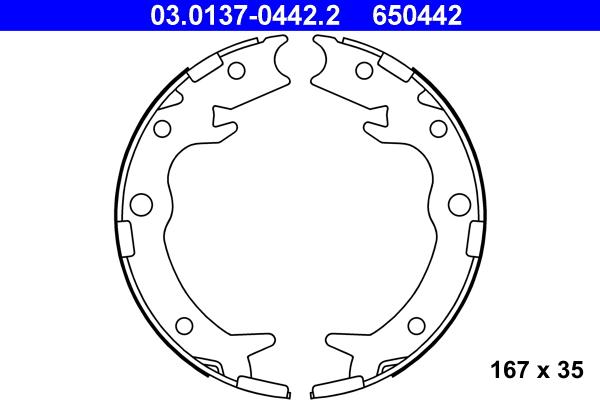 ATE 03.0137-0442.2 - Jeu de mâchoires de frein, frein de stationnement cwaw.fr