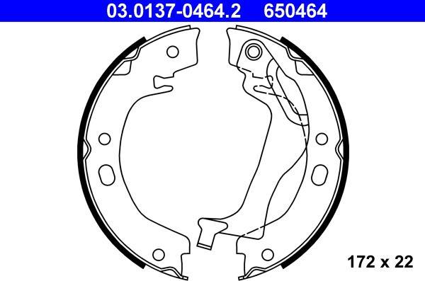 ATE 03.0137-0464.2 - Jeu de mâchoires de frein, frein de stationnement cwaw.fr