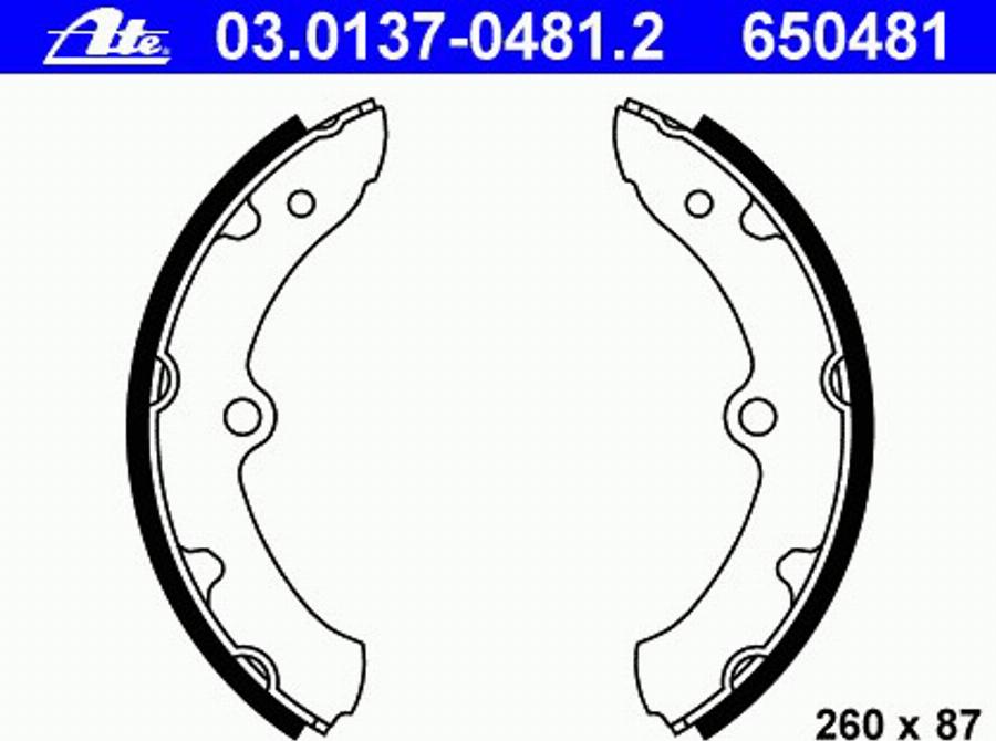 ATE 03.0137-0481.2 - Jeu de mâchoires de frein cwaw.fr