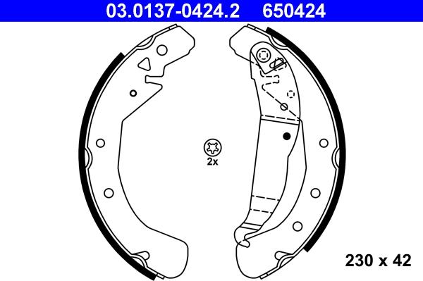 ATE 03.0137-0424.2 - Jeu de mâchoires de frein cwaw.fr