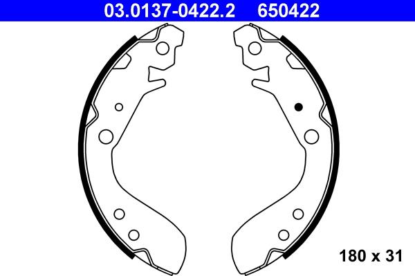 ATE 03.0137-0422.2 - Jeu de mâchoires de frein cwaw.fr