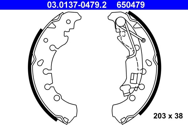 ATE 03.0137-0479.2 - Jeu de mâchoires de frein cwaw.fr