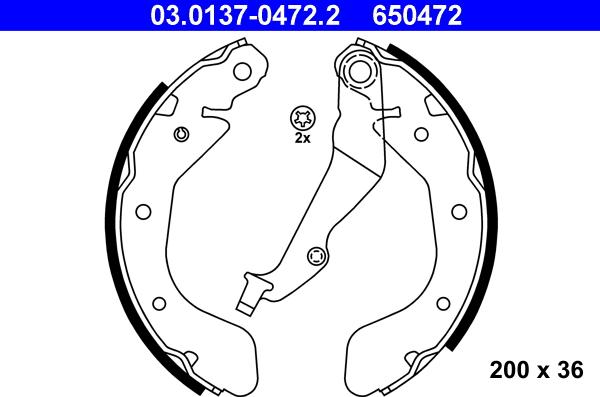 ATE 03.0137-0472.2 - Jeu de mâchoires de frein cwaw.fr