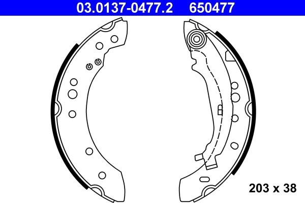 ATE 03.0137-0477.2 - Jeu de mâchoires de frein cwaw.fr