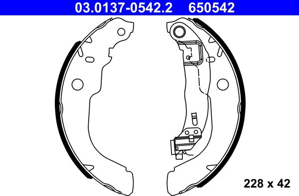 ATE 03.0137-0542.2 - Jeu de mâchoires de frein cwaw.fr