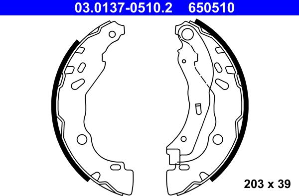 ATE 03.0137-0510.2 - Jeu de mâchoires de frein cwaw.fr