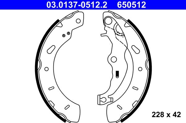 ATE 03.0137-0512.2 - Jeu de mâchoires de frein cwaw.fr