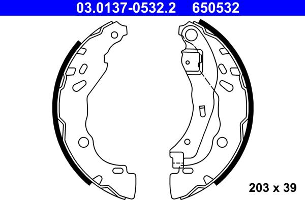 ATE 03.0137-0532.2 - Jeu de mâchoires de frein cwaw.fr