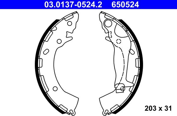 ATE 03.0137-0524.2 - Jeu de mâchoires de frein cwaw.fr