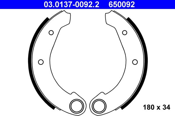 ATE 03.0137-0092.2 - Jeu de mâchoires de frein cwaw.fr