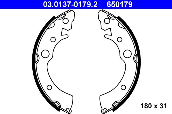 ATE 03.0137-0179.2 - Jeu de mâchoires de frein cwaw.fr