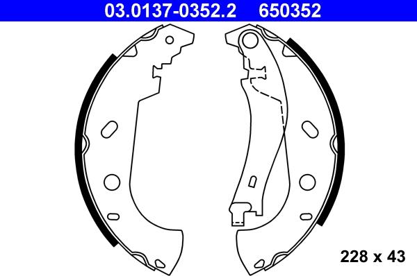 ATE 03.0137-0352.2 - Jeu de mâchoires de frein cwaw.fr