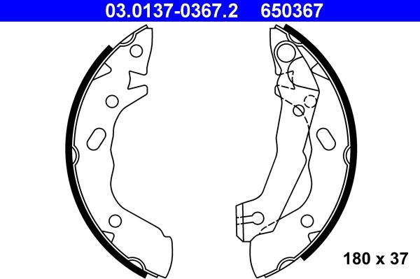 ATE 03.0137-0367.2 - Jeu de mâchoires de frein cwaw.fr