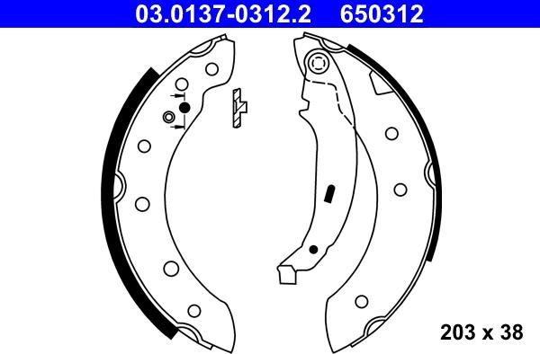 ATE 03.0137-0312.2 - Jeu de mâchoires de frein cwaw.fr