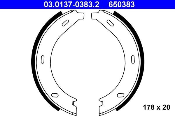 ATE 03.0137-0383.2 - Jeu de mâchoires de frein, frein de stationnement cwaw.fr