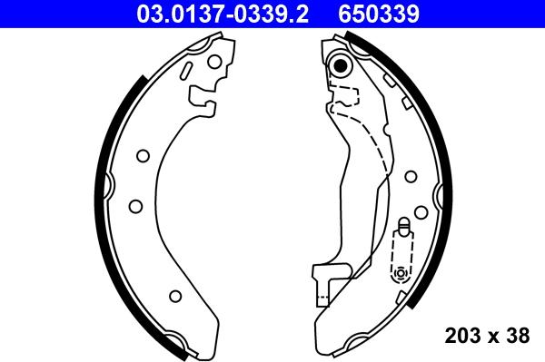 ATE 03.0137-0339.2 - Jeu de mâchoires de frein cwaw.fr