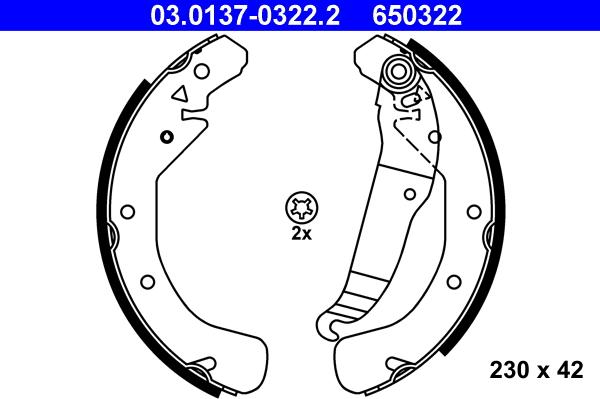 ATE 03.0137-0322.2 - Jeu de mâchoires de frein cwaw.fr