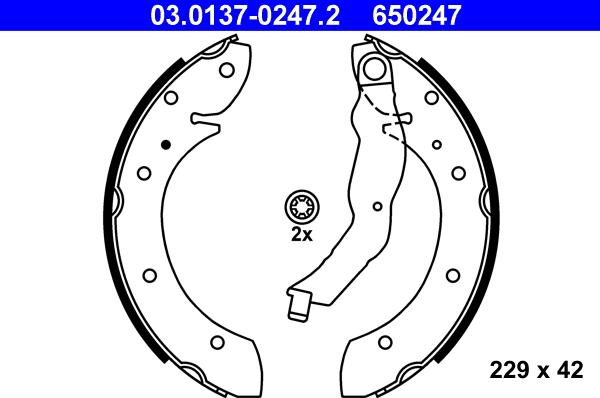 ATE 03.0137-0247.2 - Jeu de mâchoires de frein cwaw.fr