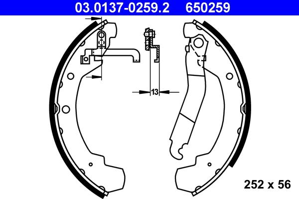 ATE 03.0137-0259.2 - Jeu de mâchoires de frein cwaw.fr