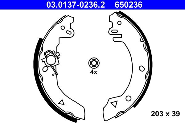 ATE 03.0137-0236.2 - Jeu de mâchoires de frein cwaw.fr