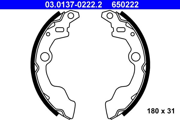 ATE 03.0137-0222.2 - Jeu de mâchoires de frein cwaw.fr